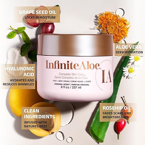 Miniatura 2 de InfiniteAloe Crema facial hidratante Aloe Vera, para cara, cuerpo y manos, cuidado completo de la piel para todo tipo de piel, aroma original