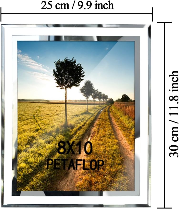 PETAFLOP 8x10 Picture Frame Glass Frames for 8 by 10 Pictures, Tabletop Display Vertically or Horizontally, Set of 2