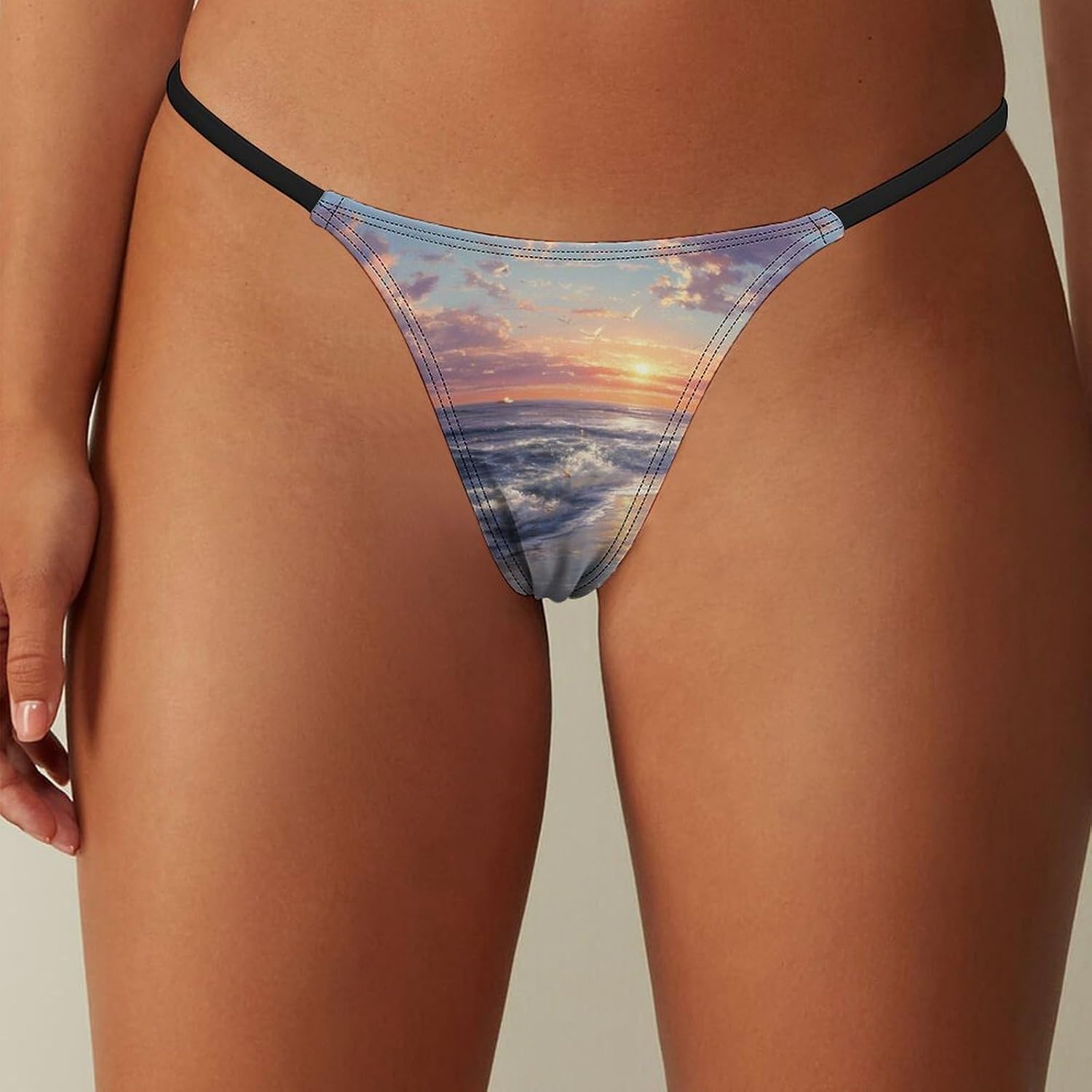 Turtle Hatchlings Crawling on The Beach Sexy G String Thongs for Women Underwear