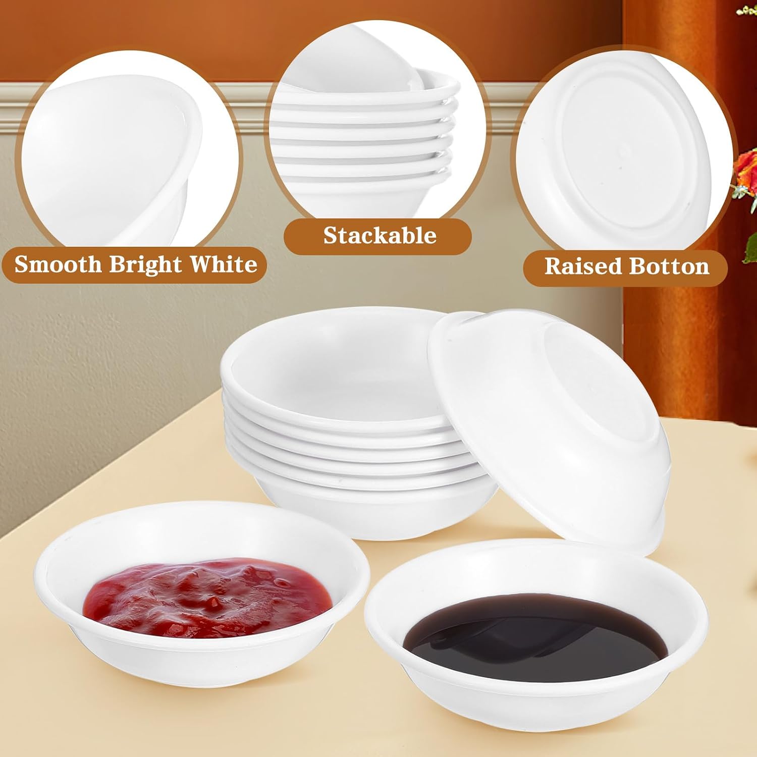 DOITOOL 20Pcs Plastic Mini Sauce Bowls Small Dipping Bowls for Soy Sauce Sushi Tableware Condiment Containers Small Serving Dishes for Kitchen and Party