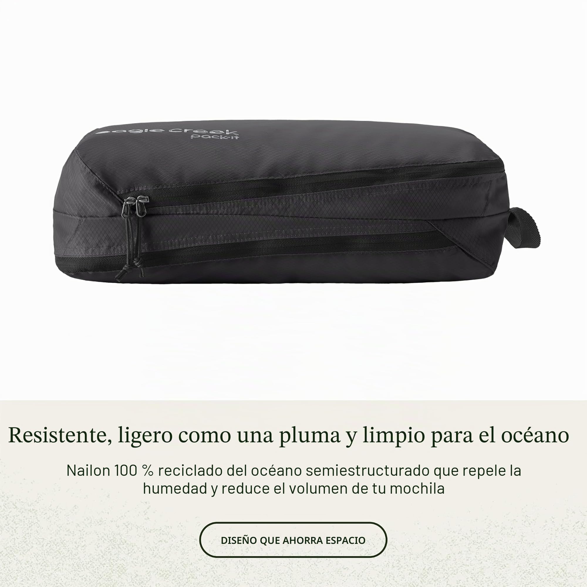 Eagle Creek Pack-It - Cubo de embalaje aislado limpio/sucio, cubos de embalaje de doble compartimento para optimizar el espacio del equipaje, ligero, tela reciclada, lavable, mediano, color negro