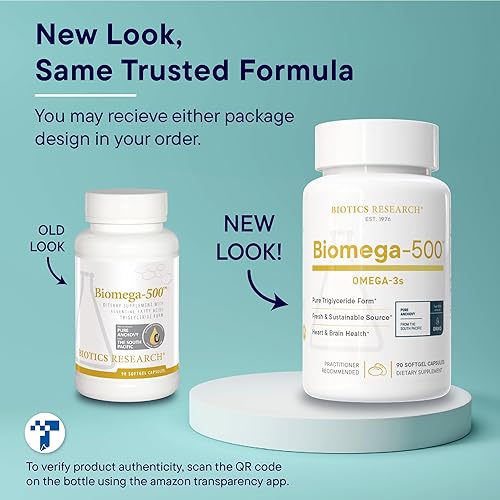 Miniatura 8 de BIOTICS Research Biomega 500 Omega 3 Suplemento de aceite de pescado, aceite de pescado altamente concentrado con EPADHA, ácidos grasos Omega 3,