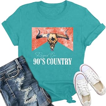Womens Raised on 90s Country Shirts Vintage Country Music T-Shirt Cowgirl Concert Party Tee
