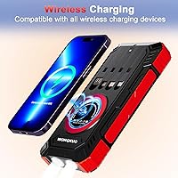 Vista 3 de WONGKUO Cargador solar de batería - Cargador solar de teléfono de 49800 mAh con entrada USB-C, carga rápida QC 3.0 con linterna LED, 4 cables