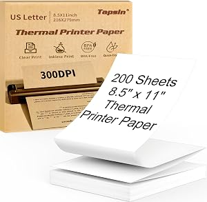 Thermal Printer Paper 8.5 x 11 Inch, Quick-Dry US Letter Thermal Paper, Compatible with M08F M832 Portable Printer, Continuous Perforated Folding Thermal Printer Paper for Office, Contract, 200 sheets