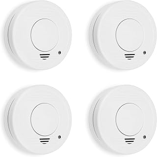 Smartwares Detector de Humo, 1 Año de Batería Incluida, Vida del Sensor de 10 Años, 4 Unidades, Color Blanco, RM250