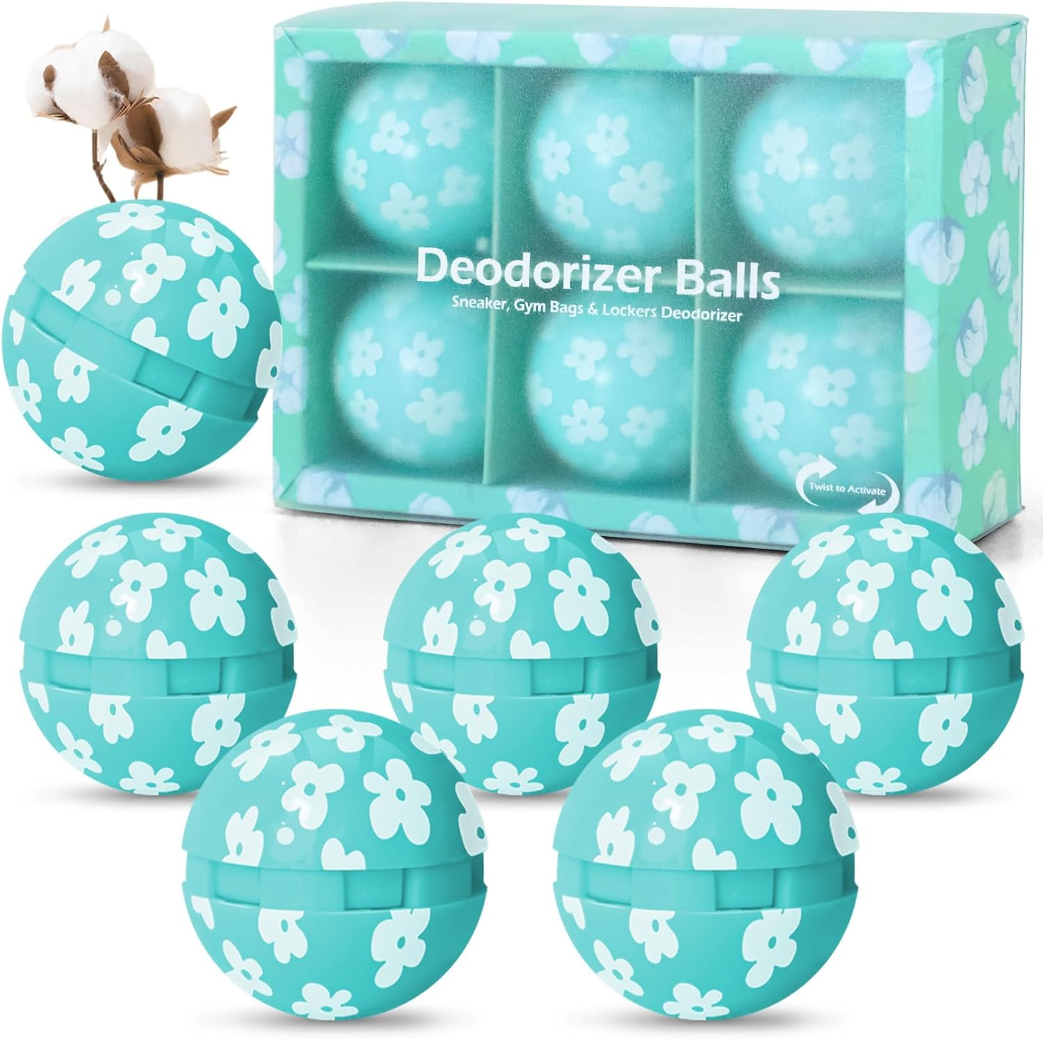 Sneaker Deodorizer Balls, Fresh Cotton Shoe Deodorizer Balls, Shoe Deodorizer 6 Pack