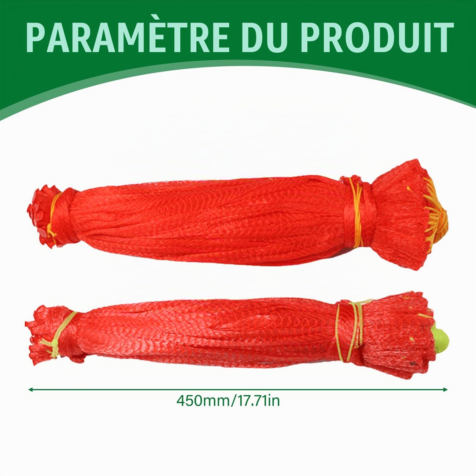 Lot de 100 hamacs melons pour treillis, sacs de support de pastèque de 45 cm, avec cordon de serrage, filets de melon robustes, réutilisables, pour treillis, culture de jardin vertical, Honeydew