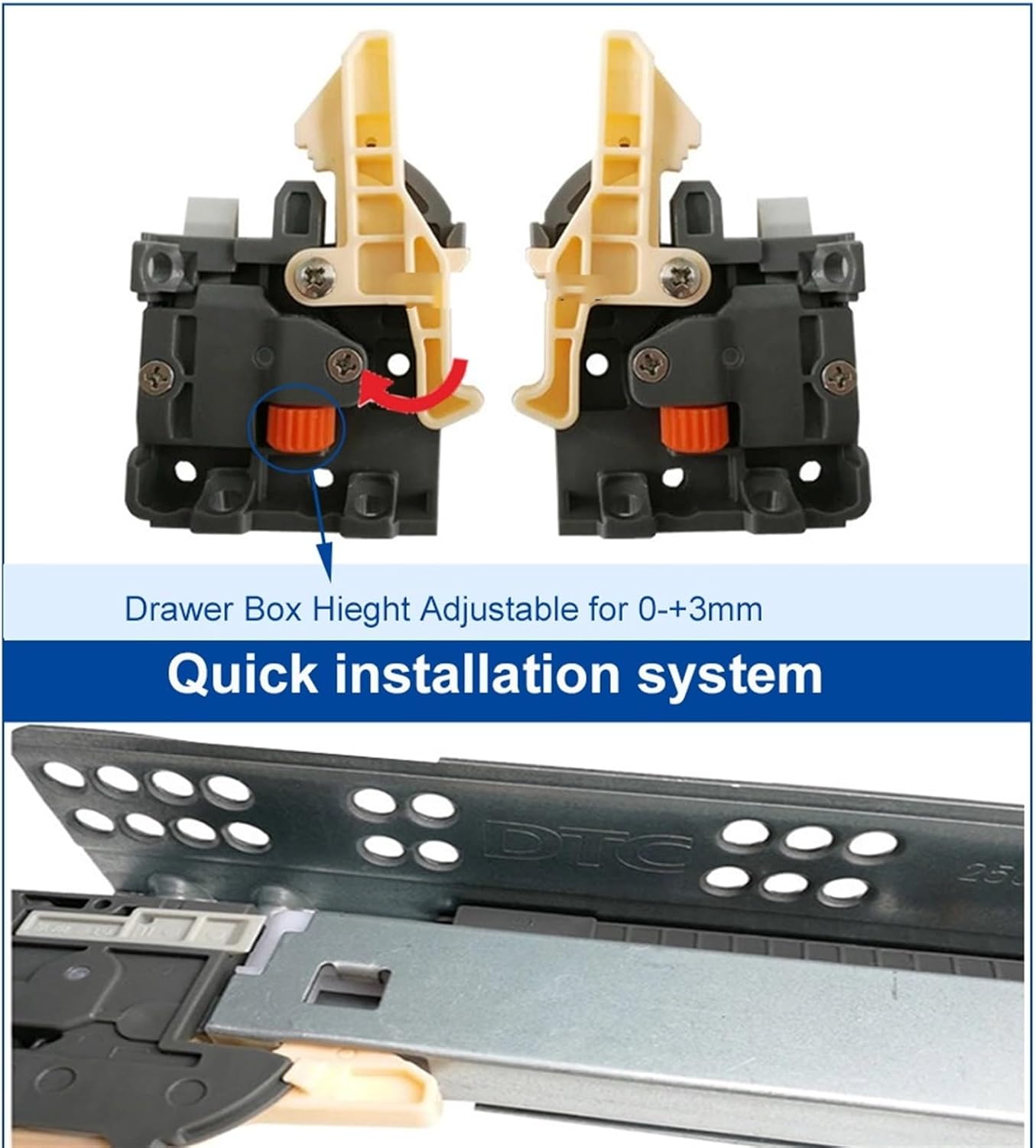 Hardware Full Extension Side Mount Drawer Slides Quick Installation Drawer Slider Smart Lock Full Opening Soft Closing(Lock 18inch 450)