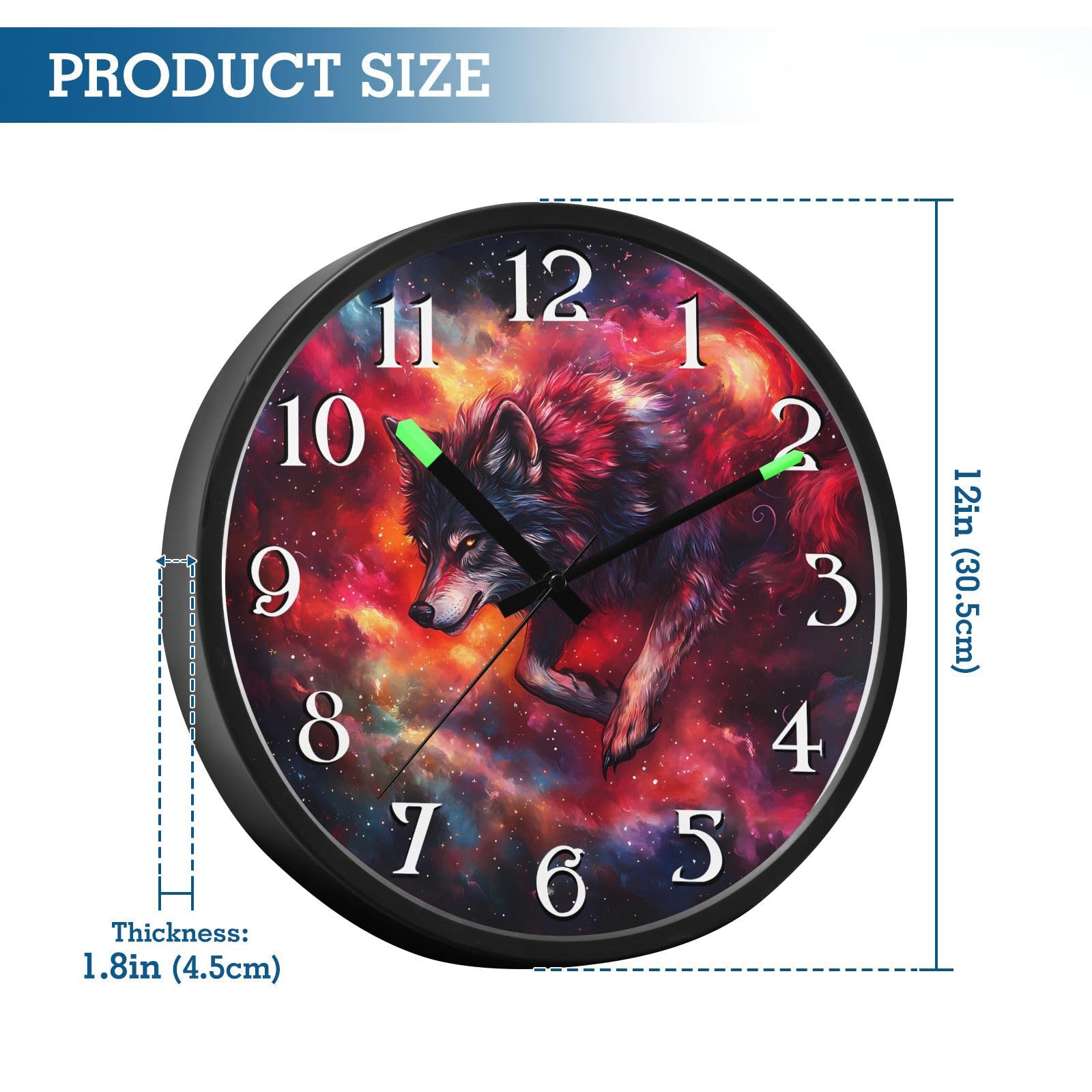 Mnsruu Reloj de pared luminoso con diseño de galaxia y cielo estrellado, funciona con pilas, silencioso, brilla en la oscuridad, para sala de estar, cocina, 30,5 cm