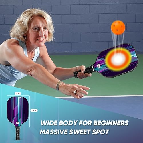 Miniatura 5 de Paletas de pickleball - Juego de 2 palas de pickleball de fibra de vidrio, raquetas de pickleball aprobadas por USAPA, paquete de 2 con 4 bolas de