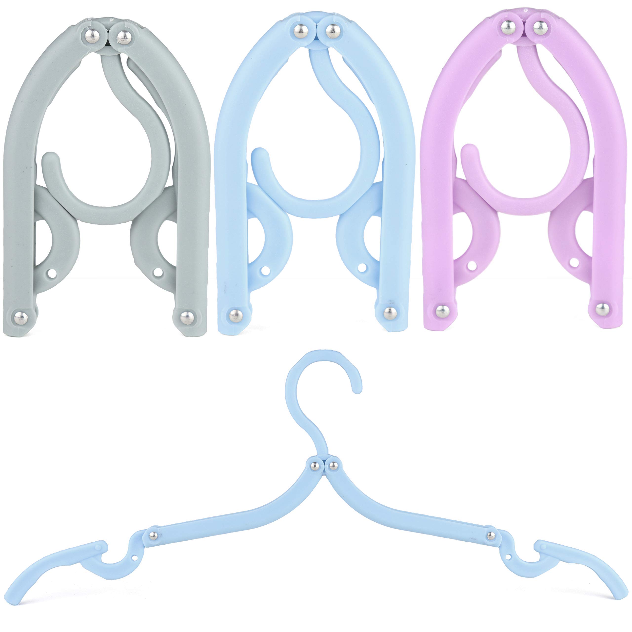 The Hanger Store Blue 10 Travel Coat Hangers Folding Design, Portable & Foldable