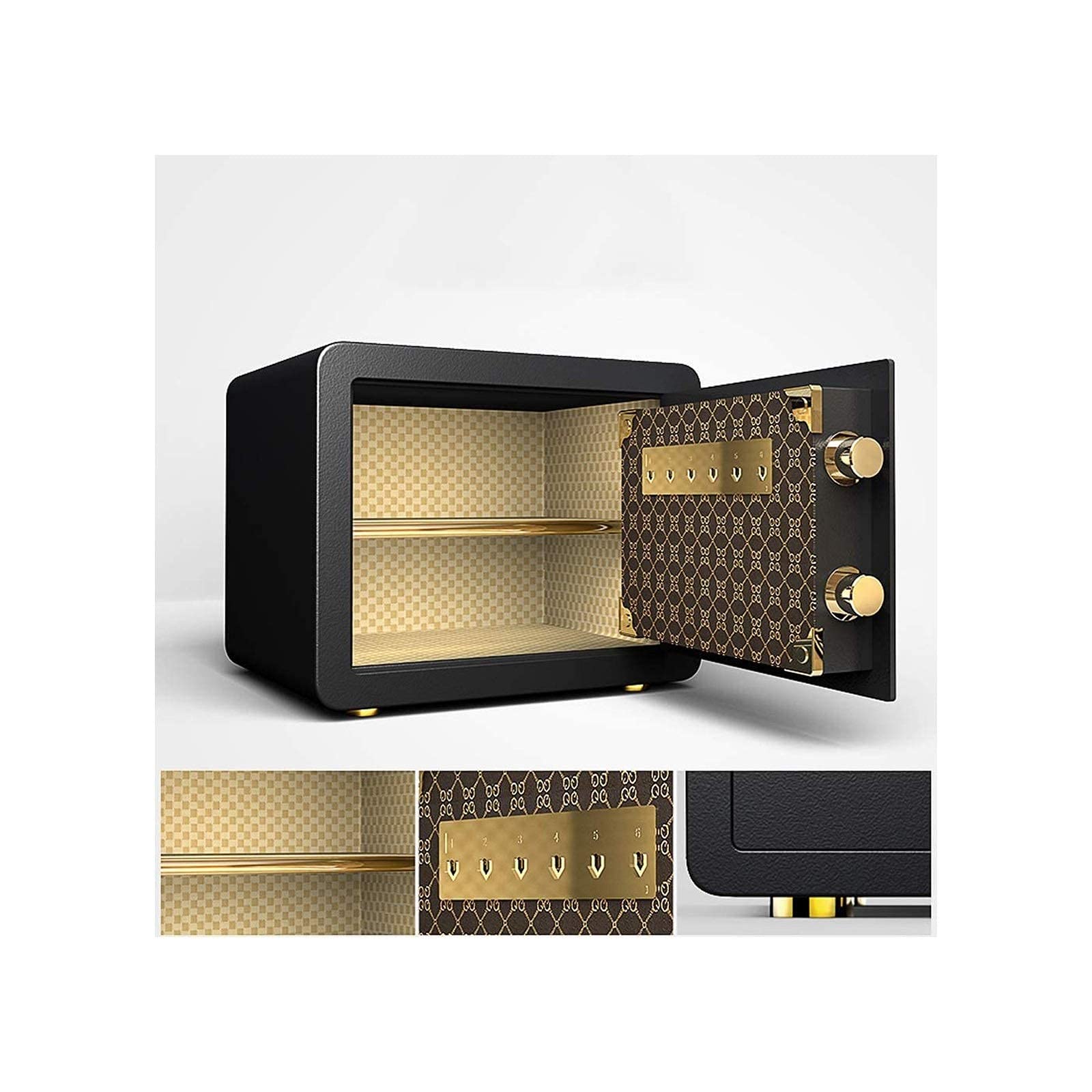 Caja fuerte de alta seguridad ignífuga e impermeable con huellas dactilares y doble bloqueo, caja fuerte electrónica de acero digital para almacenamiento en el hogar de objetos de valor en efectivo y