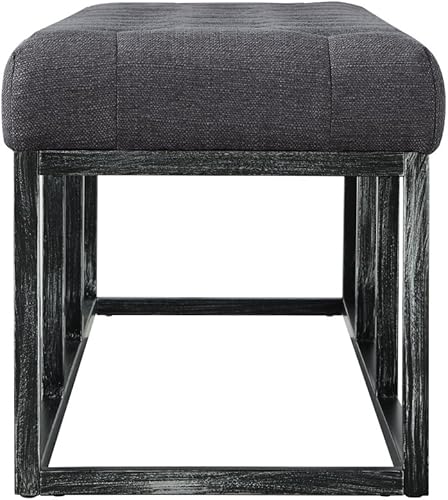 Miniatura 18 de 24 KF – Cabecero tapizado, copetudo, con relleno y botones y banco largo acolchado Marfil/Negro-48 Pulgadas,Negro/Dorado - 48