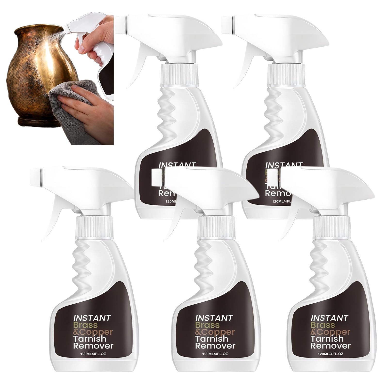 Messing-Anlaufentferner-Spray, Multi-Surfaces-Metall-Reinigungsspray (5PCS)