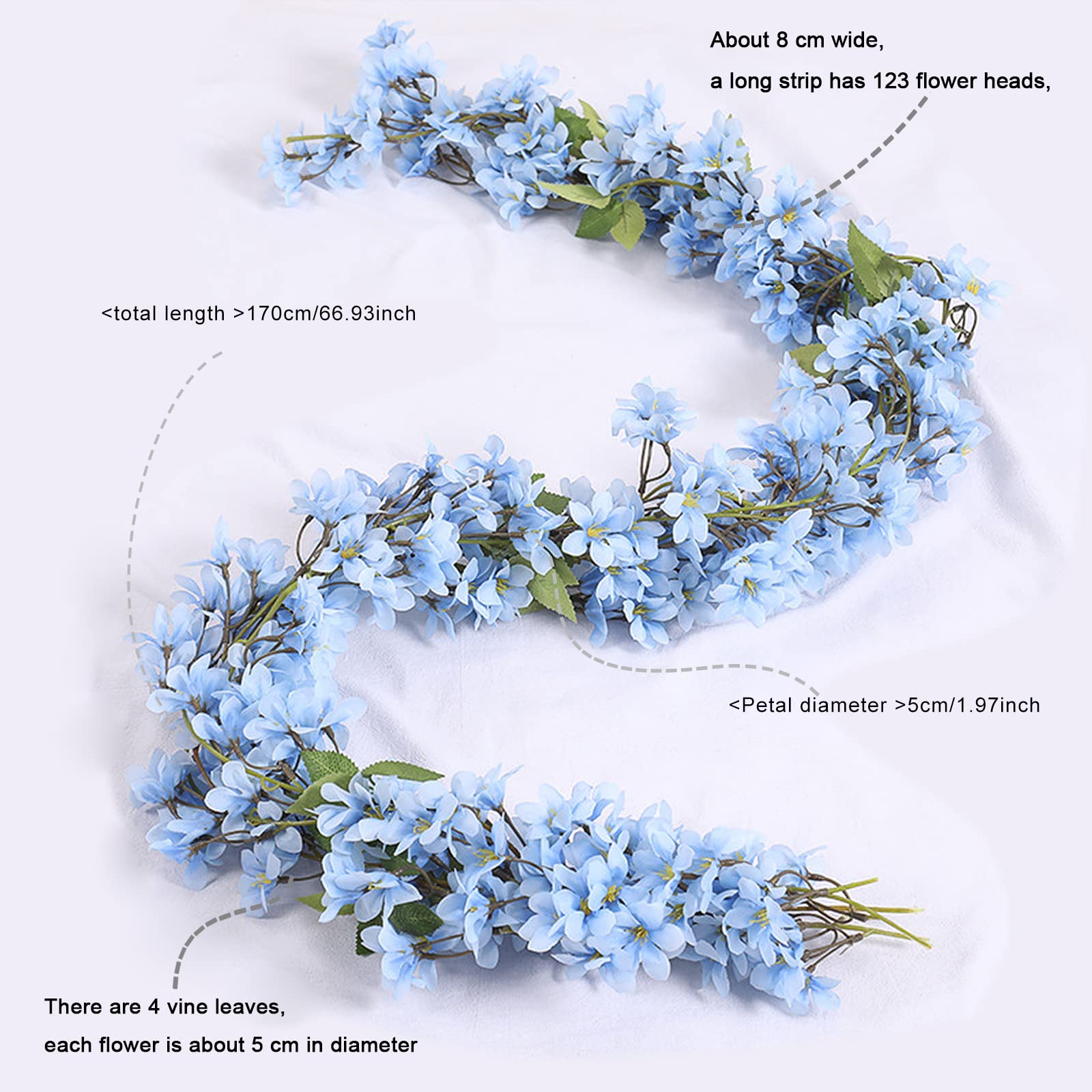 NCOALE 2 Pcs Cherry Blossom Artificial Flowers, Artificial Plant Rattan 5.7FT Hanging Vine Artificial Flower Garland - Image 2