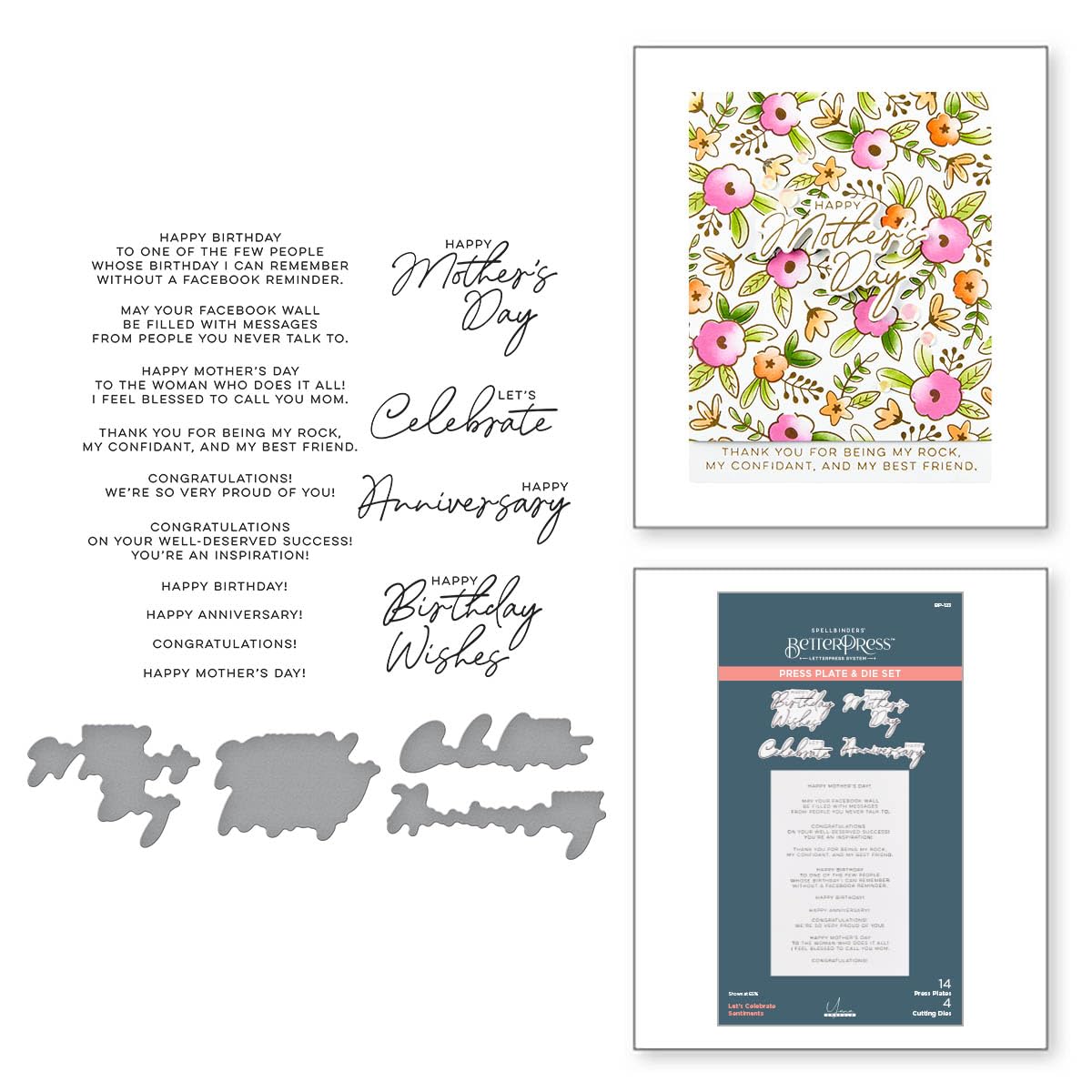 Let's Celebrate Sentiments Press Plate & Die Set from the Let's Celebrate Collection by Yana Smakula, Metal, ONE - Image 2