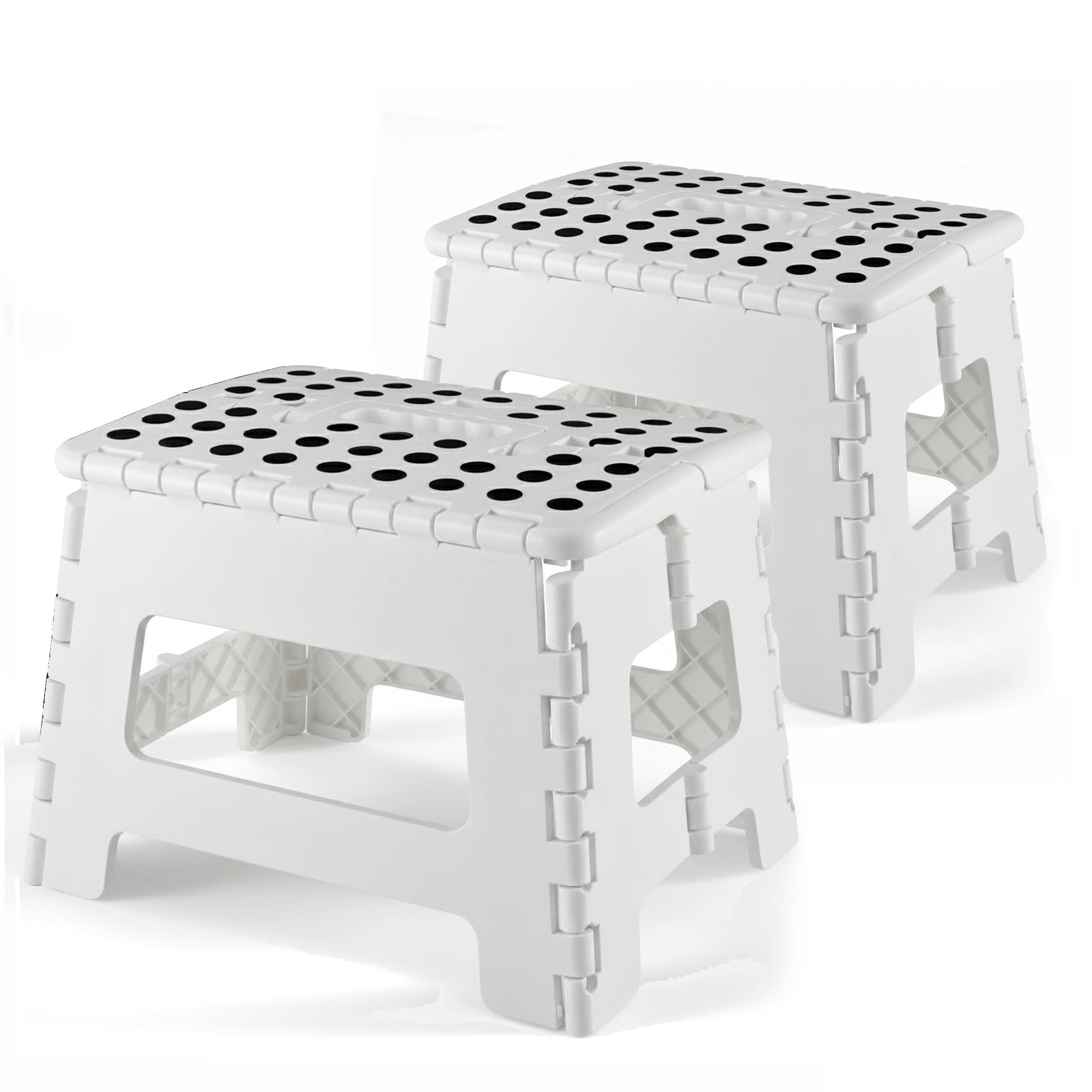 Utopia Home Folding Step Stool - (Pack of 2) Foot Stool with 9 Inch Height - Holds Up to 300 lbs - Lightweight Plastic Foldable Step Stool for Kitchen, Bathroom & Living Room (White)