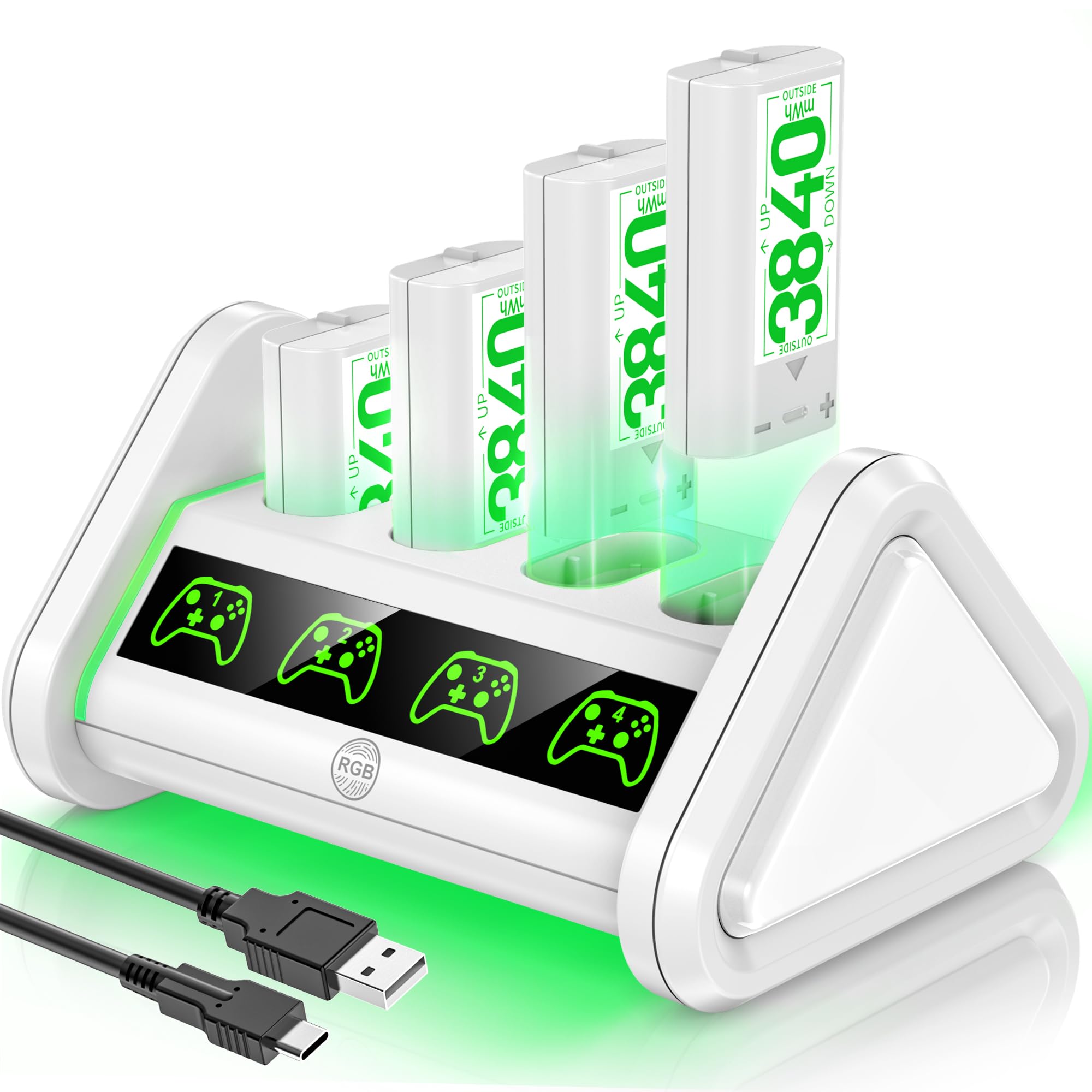 Xbox Controller Battery Pack, OIVO Xbox Controller Charger with 4 Packs Rechargeable Battery Packs, Xbox Battery Pack Rechargeable for Xbox Series X/S/One/Elite/Core Controller