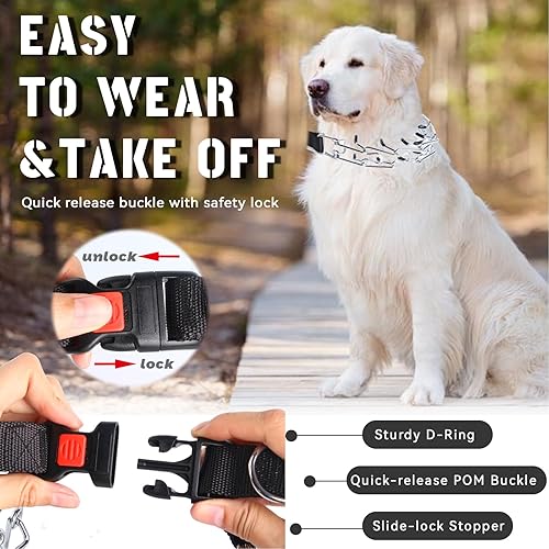 Miniatura 5 de Collar de punta para perros, collar de entrenamiento ajustable de liberación rápida para perros con hebilla ClicLock para perros medianos, collares