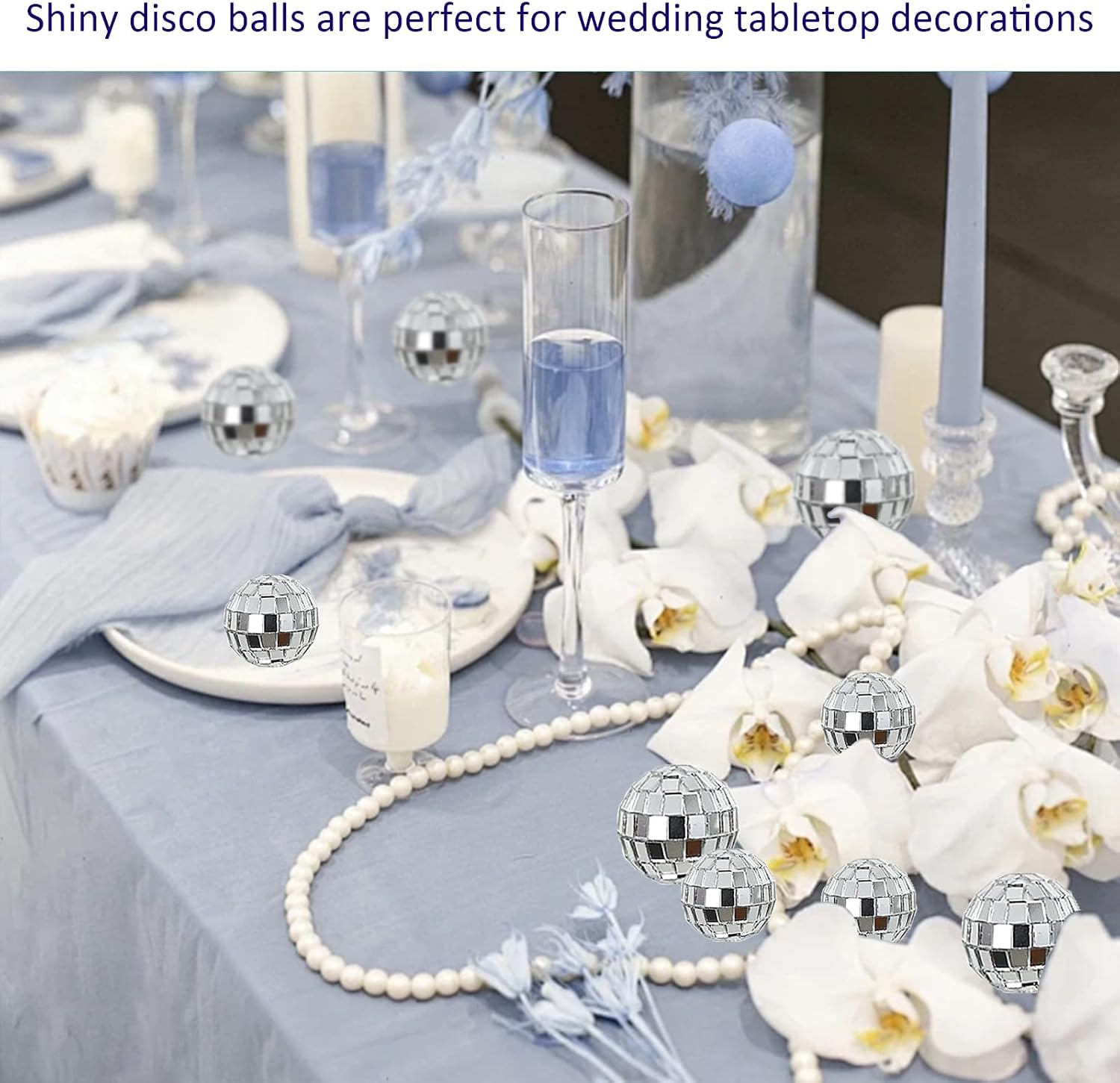 20Pcs Mini Disco Balls Ornaments 2 Inch/5 cm, Bright Silver Reflective Mirror Ball, Small Shiny Disco Party Decoration for Cake Wedding Christmas Tree Birthday Parties Family Celebration image 3