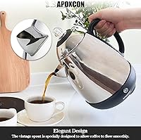 Vista 5 de Cafetera eléctrica percoladora de acero inoxidable con perilla de progreso de preparación transparente y pico sin goteo, autocalentamiento y acero