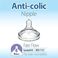 Vista 42 de Dr. Brown’s - Tetina para biberón de cuello ancho, flujo natural nivel 1, flujo lento, 100% silicona, paquete de 2, 0m+