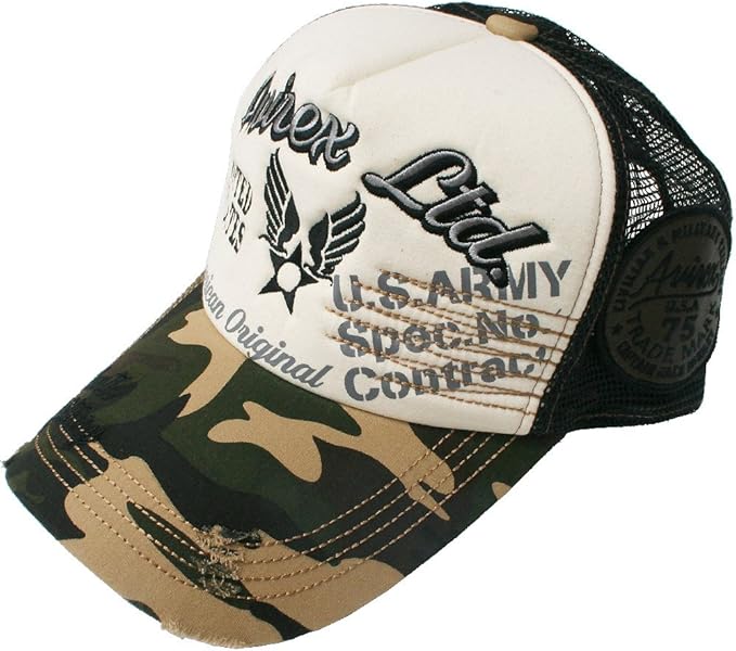 Amazon アヴィレックス Avirex Cap 60 ロゴ エンブレム刺繍メッシュキャップ帽子 0600 アビレックス 男女兼用 メンズ レディース カモ キャップ 通販