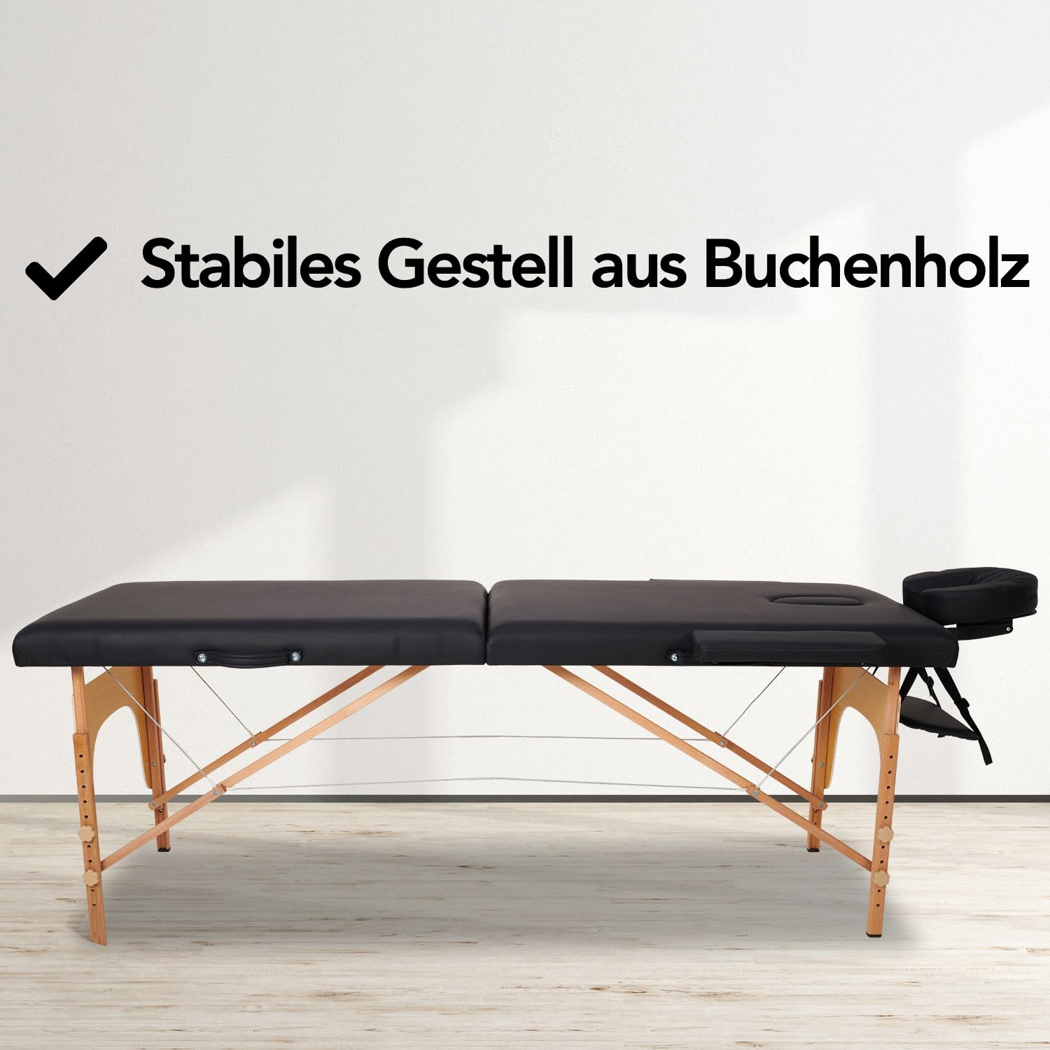 Brixy Klappbare Massagetafel, professionelle Behandlungsbank mit 250 kg Tragkraft, 8-Fach höhenverstellbar und Tragetasche, Schwarz