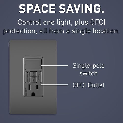 Miniatura 3 de Pass & Seymour 1597swttrbkccd4 GFCI Receptaclesingle-pole Switch, 15 A, Negro, 4