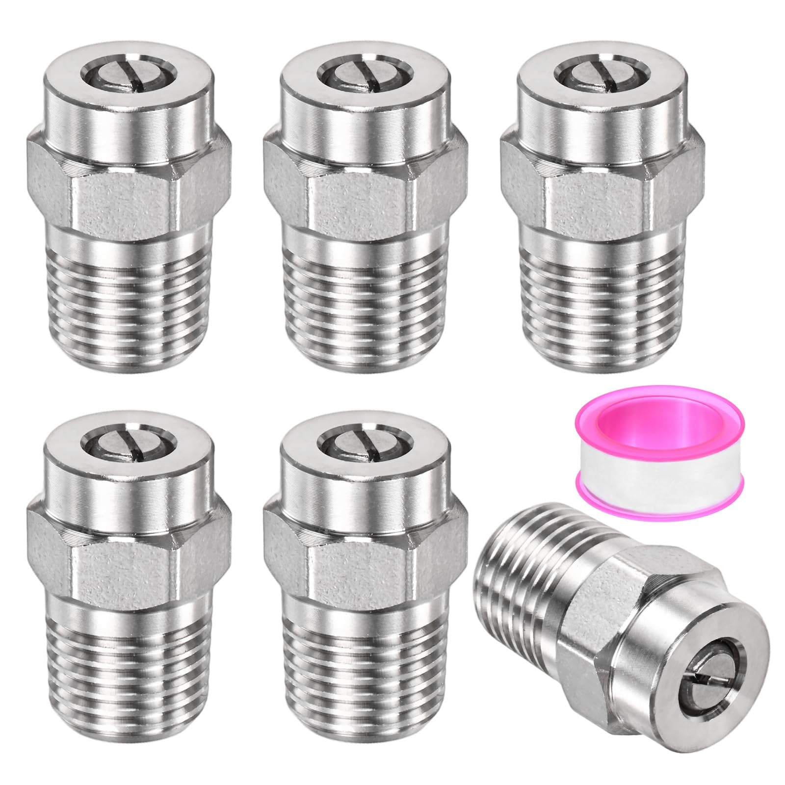 TIXIPEM 1/4IN Male NPT 40 Degree Surface Cleaner Tips [6PCS] - Pressure Washer Nozzles Cleaner Nozzle Replacement Use for Water Gun & Water Broom - [Stainless Steel-1.236MM Orifice] — image 1