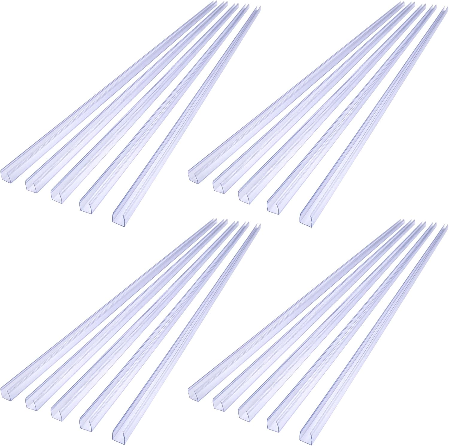 DELight 39" Plastic U Channel System 20PCS Clear PVC Universal LED Track Mounting Holder Accessories for 9/16" Neon Flex Strip Light Outdoor Indoor