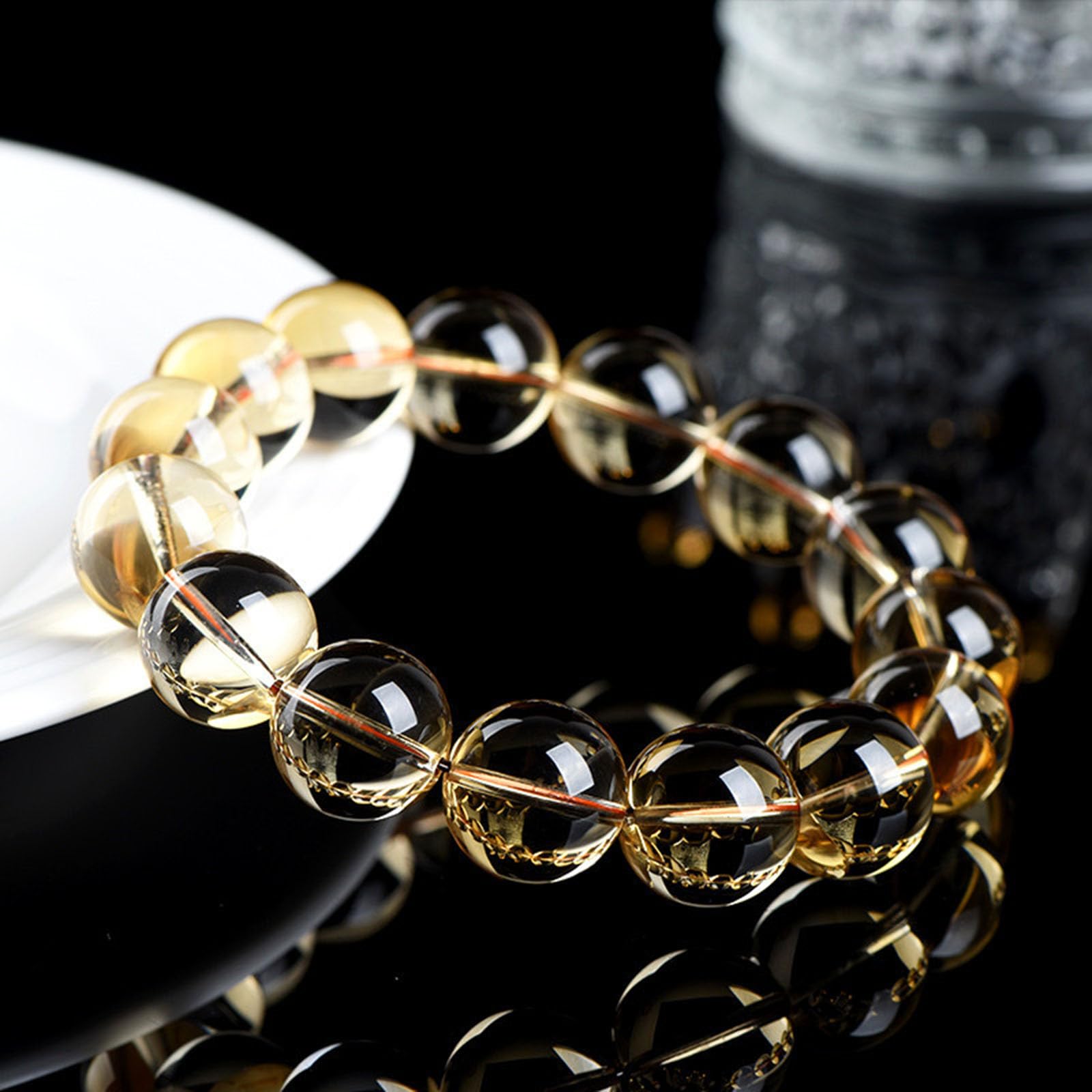 Pulsera de Piedra de Cristal Natural, Pulsera de Citrino de Grado 7A para Mujeres y Hombres, Pulseras elásticas con Cuentas de Piedras Preciosas, joyería de Chakras,12~12.8mm