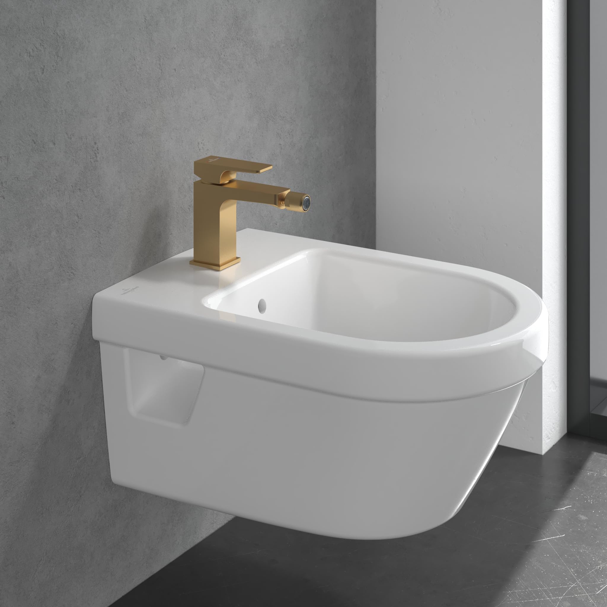 Villeroy & Boch Architectura Square jednouchwytowa bateria bidetowa, bateria bidetowa z drążkiem i ceramicznym wkładem, bateria bidetowa oszczędzająca wodę, wysokość wylotu 100 mm, prostokątna,
