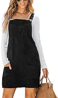 CUPSHE Women's Dungaree Skirt Square Neck Braces Pockets Corduroy Dungaree Jumpsuit Dress Casual Dresses Corduroy Mini Dress
