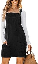 CUPSHE Mini robe décontractée en velours côtelé à col carré avec poche avant et bretelles larges pour femme