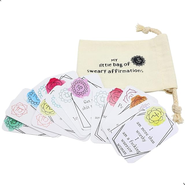 ZUPAYIPA 16pcs Funny Affirmation Card Gift, Sweary Affirmation Cards, Positive Cards, Swear Cards for Self-Improvement, Encouragement Confirmation Card Set