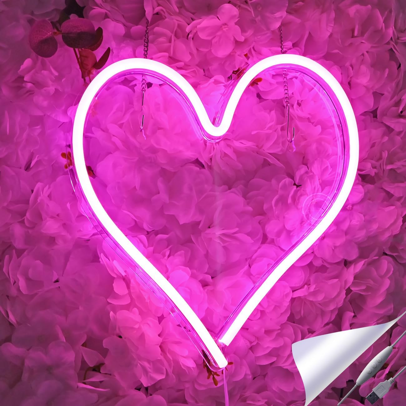 Britrio LED Neon Light Sign, 13.4”x12.6” Heart Shape Neon Sign Wall Hanging Sign Wall Art for Bar Bedroom Living Room Kid’s Room Party,Home Decor Neon Night Light USB Powered(Pink Heart)