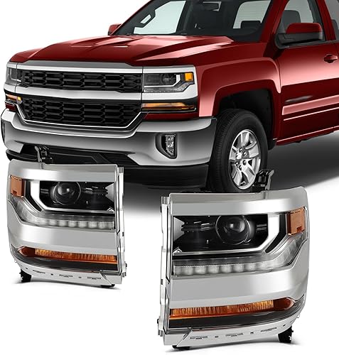 Miniatura 45 de SCITOO Faros delanteros para Chevy Silverado 1500/2500 1999-2002, para Chevy Suburban 1500/2500 2000-2006, carcasa cromada, reflector ámbar, lente