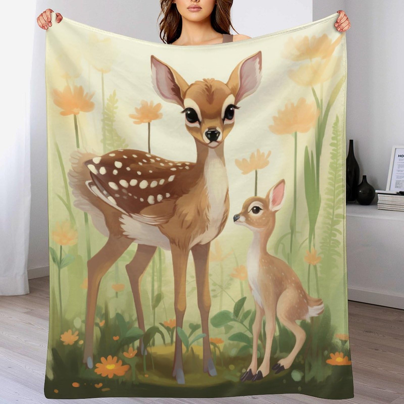 Couvertures de canapé chaude en flannel supérieure cerf au toucher velours