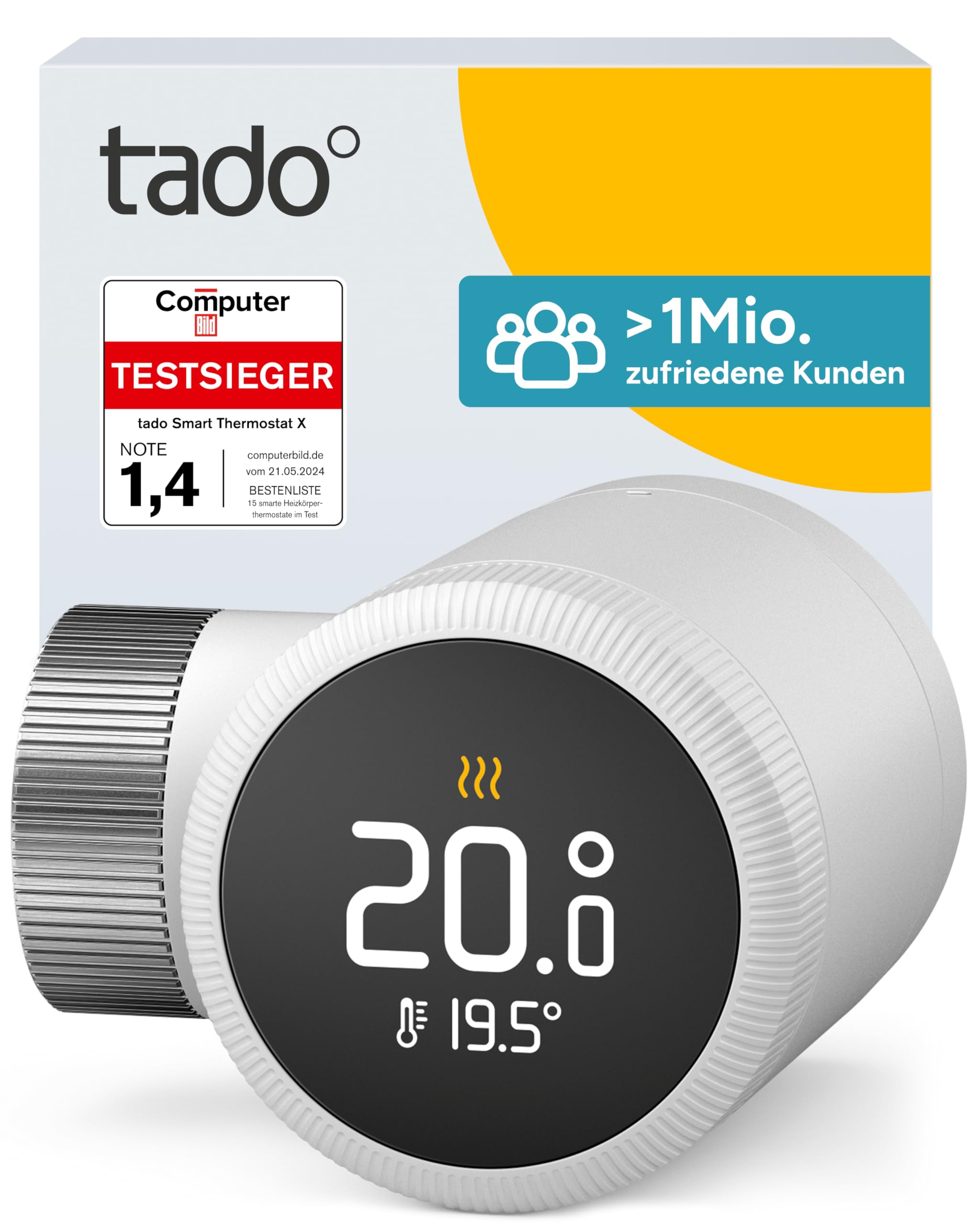 tado° Smartes Heizkörperthermostat X, Heizungssteuerung per App und Smart Speaker (Alexa, Siri, Google Assistant), spart Energie & Kosten, DIY Installation