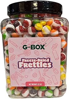 G-BOX 22 OZ Freeze Dried Candy Frettles, Premium USA Made Delightful Crunchy Fruity Flavorful Burst, TikTok Trend Items, Freeze Dried Skittles, Air-tight Sealed in a Grip Jar