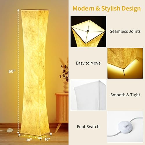 Miniatura 6 de BLUEYE Lámpara de pie, 1800 lúmenes, RGBW 2700K-6500K, control remoto, equivalente a 2 x 80 W, base E26, lámpara de pie que cambia de color para