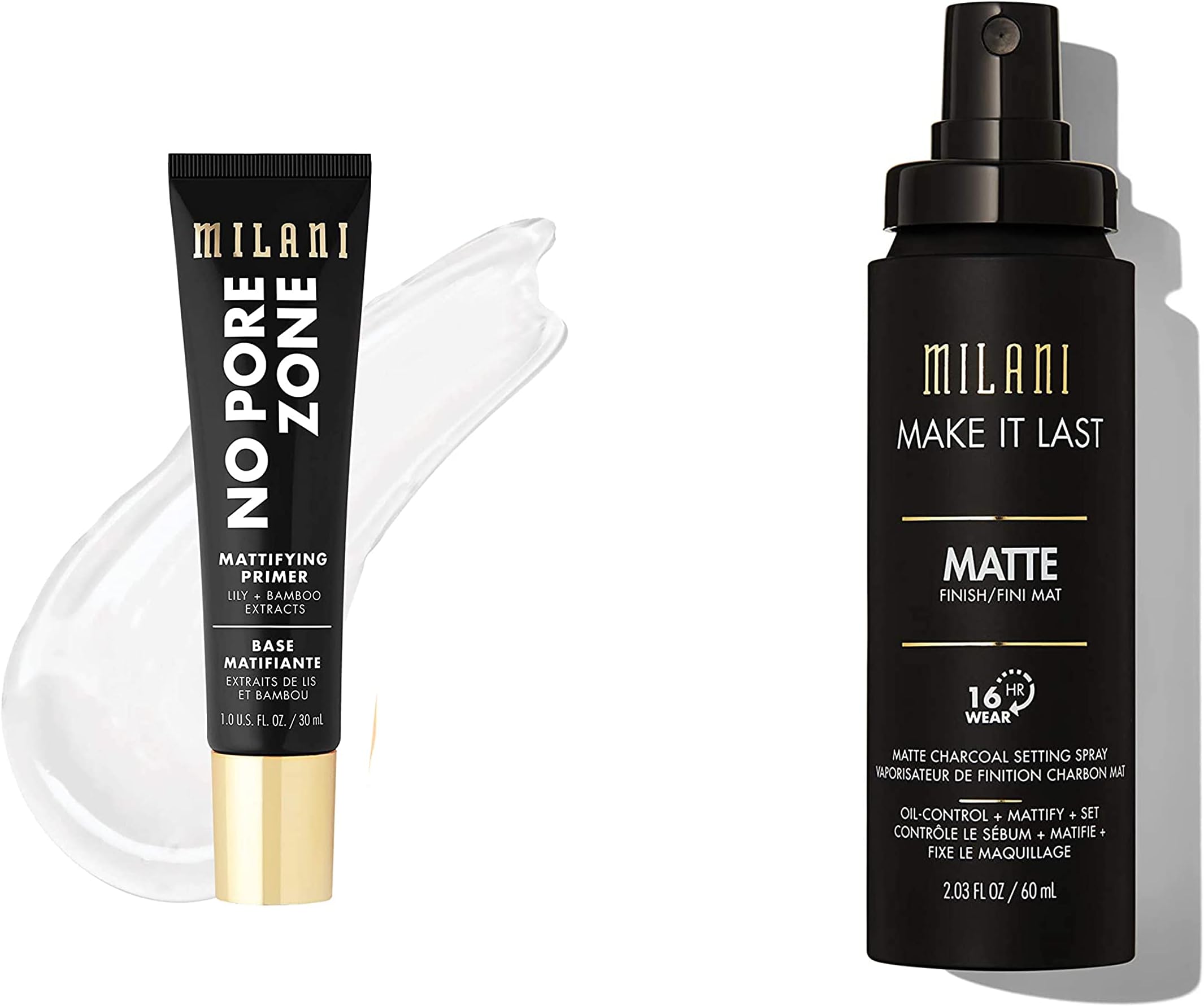 No Pore Zone Mattifying Primer and Make it Last Charcoal Matte Setting Spray