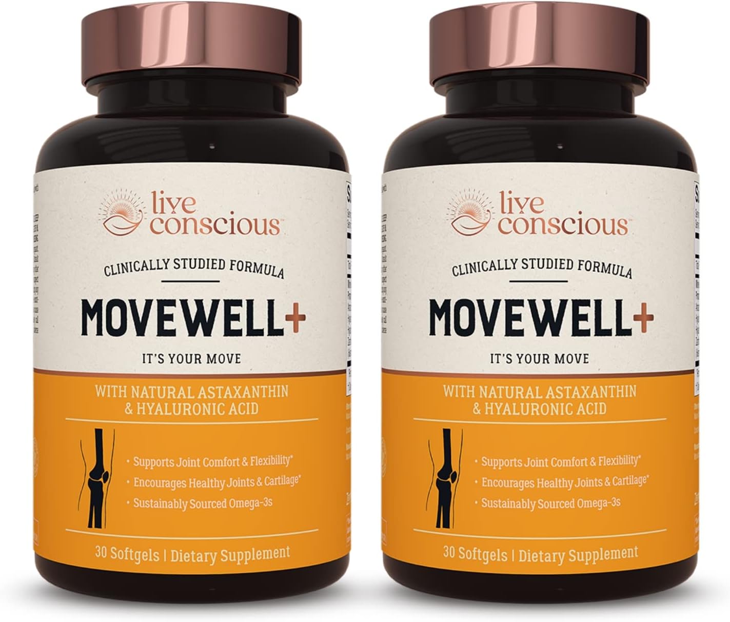 Live Conscious Joint Health Supplement - MoveWell Plus Antarctic Krill Oil, Natural Astaxanthin and Hyaluronic Acid | Outperforms Glucosamine