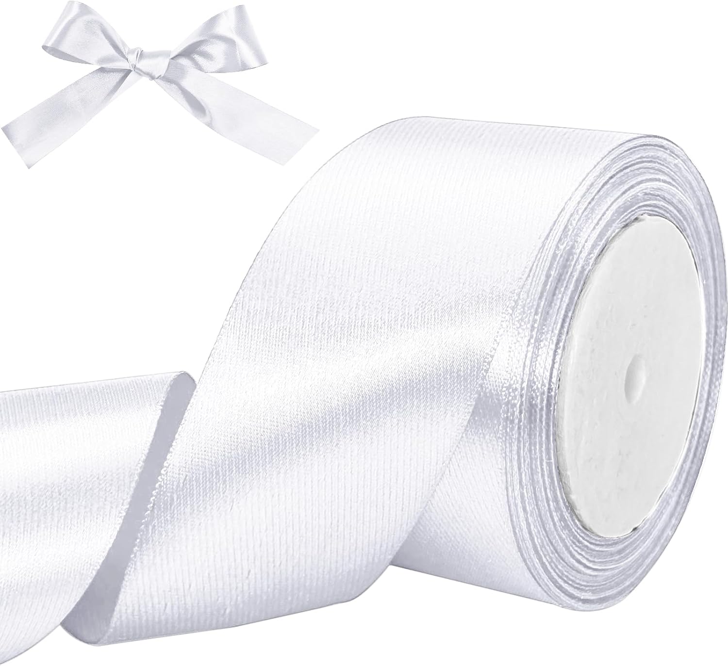 Amazon.com: Luomorgo 2 Inch Satin Ribbon, 25 Yards White Satin Ribbon ...