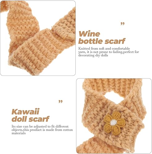 Miniatura 4 de EXCEART Mini bufanda de Navidad, mini bufanda de punto, 10 unidades, bufanda en miniatura, botella de vino, bola de pelo, muñeca de punto, accesorio