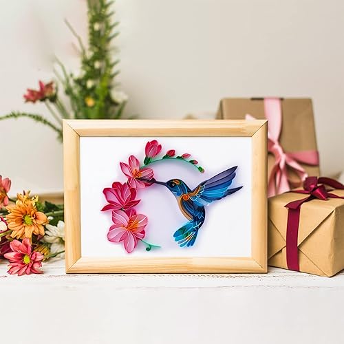 Miniatura 8 de Uniquilling Kit de filigrana de papel, 8 kits de filigrana de papel de colibrí y flores de 10 pulgadas con herramientas de relleno y manual de uso,