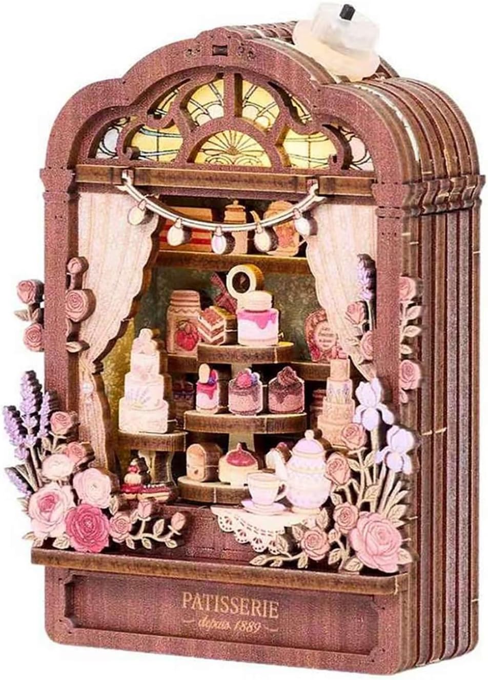DIY Mini Wooden House Model Kit – Magnetic Puzzle with LED Light, Compact Miniature Scene Decor Craft for Fridge Desktop, Creative Gift for Adults Teens (RFM10)