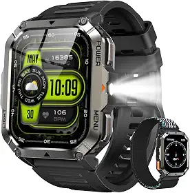 Smartwatch Militar 2.01" - Resistência IP68, Bateria 900mAh (20+ Dias), Lanterna e Bússola, 100+ Modos Esportivos, Chamadas Bluetooth - Android/iOS
